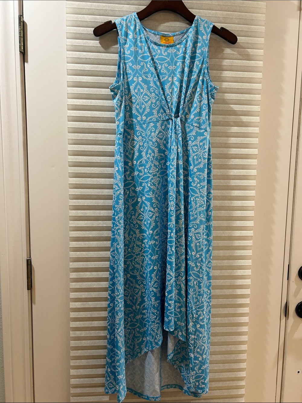 Ruby Rd. Sleeveless Sky Blue Printed Asymmetrical Maxi Dress